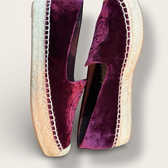 Tory Burch Black Cherry Velvet Platform Espadrille Size 8.5 - Picture 5 of 8